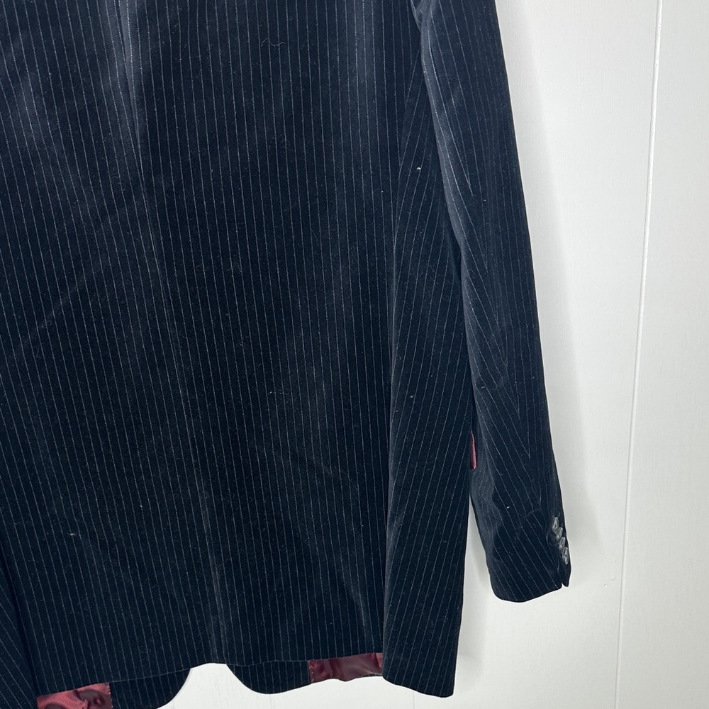 Express Vintage Black Velvet Pinstripe Blazer Size 44R - Picture 7 of 10